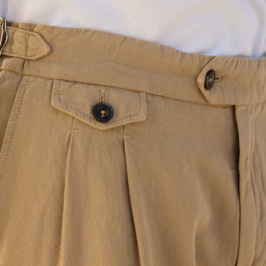 Pantalon en coton et lin beige
