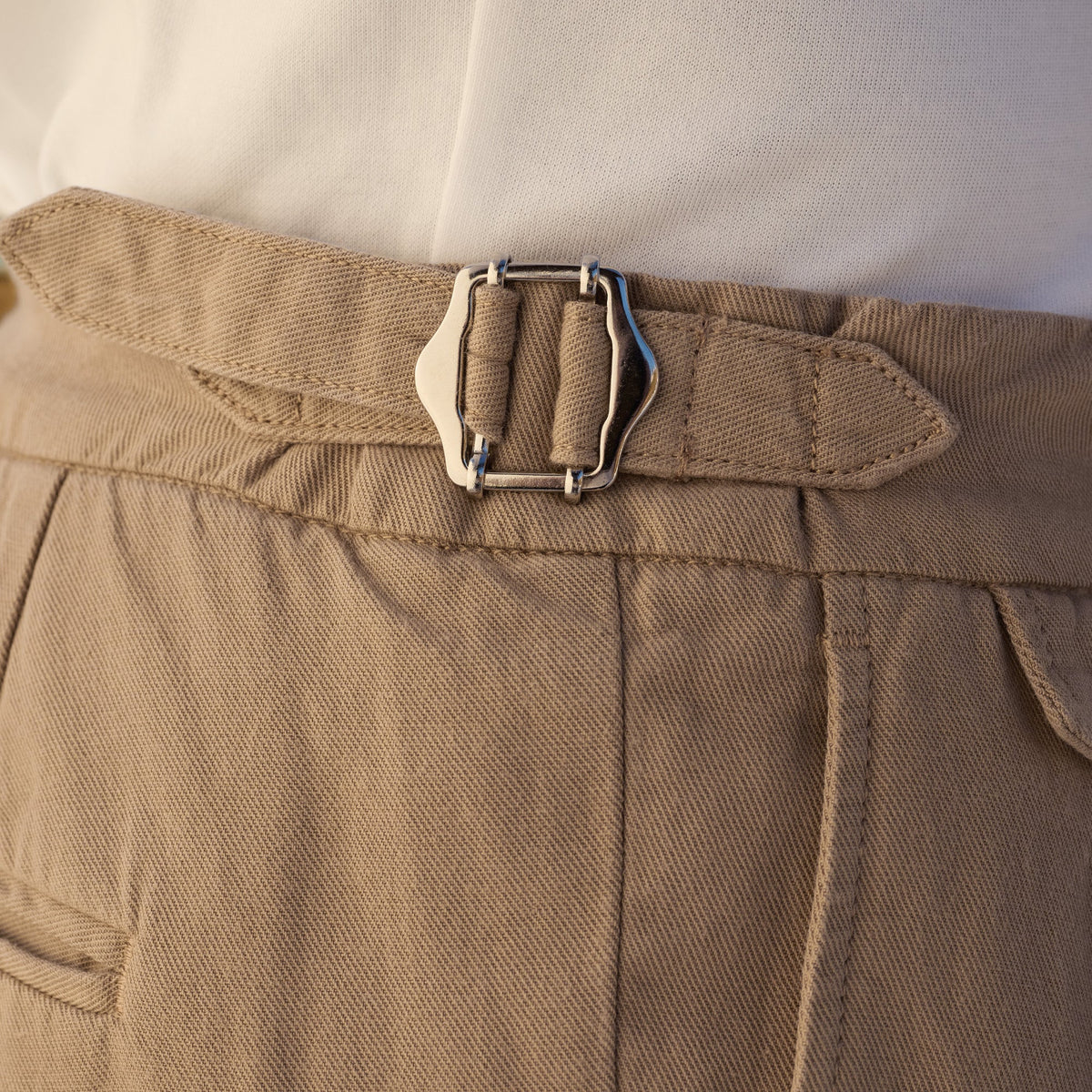 Pantalon en coton et lin beige