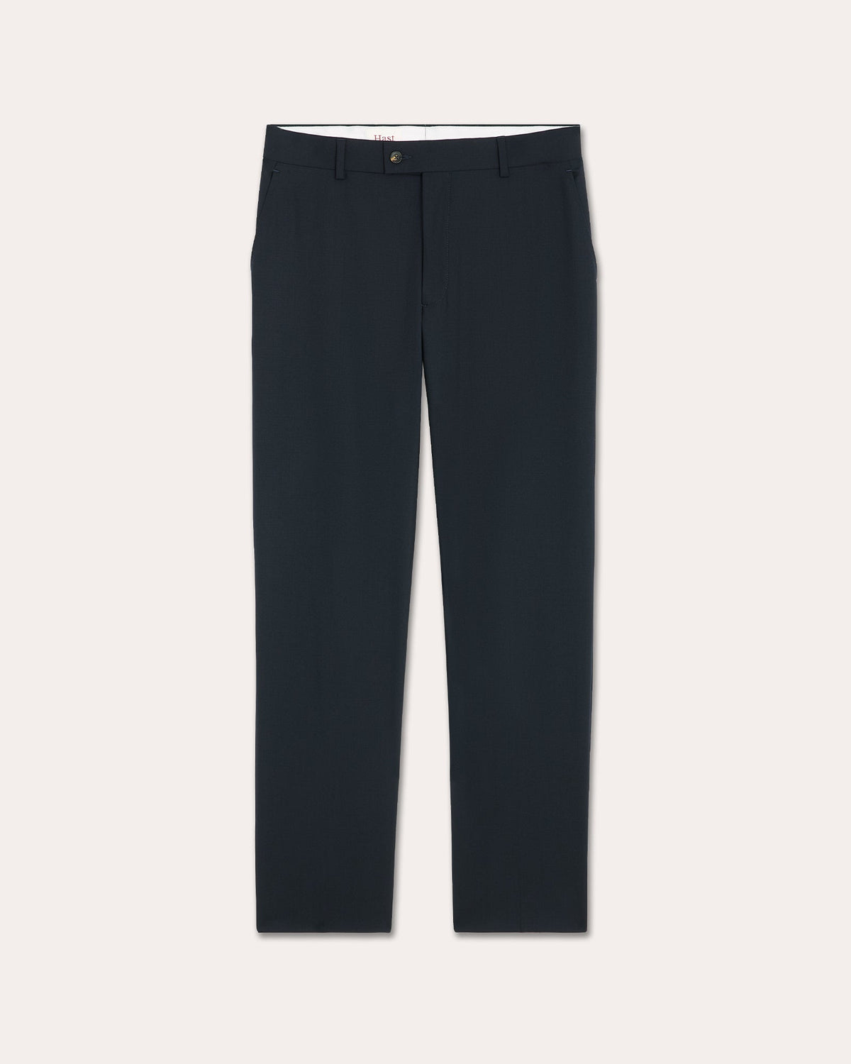 Pantalon droit en laine marine