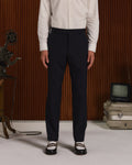 Pantalon droit en laine marine