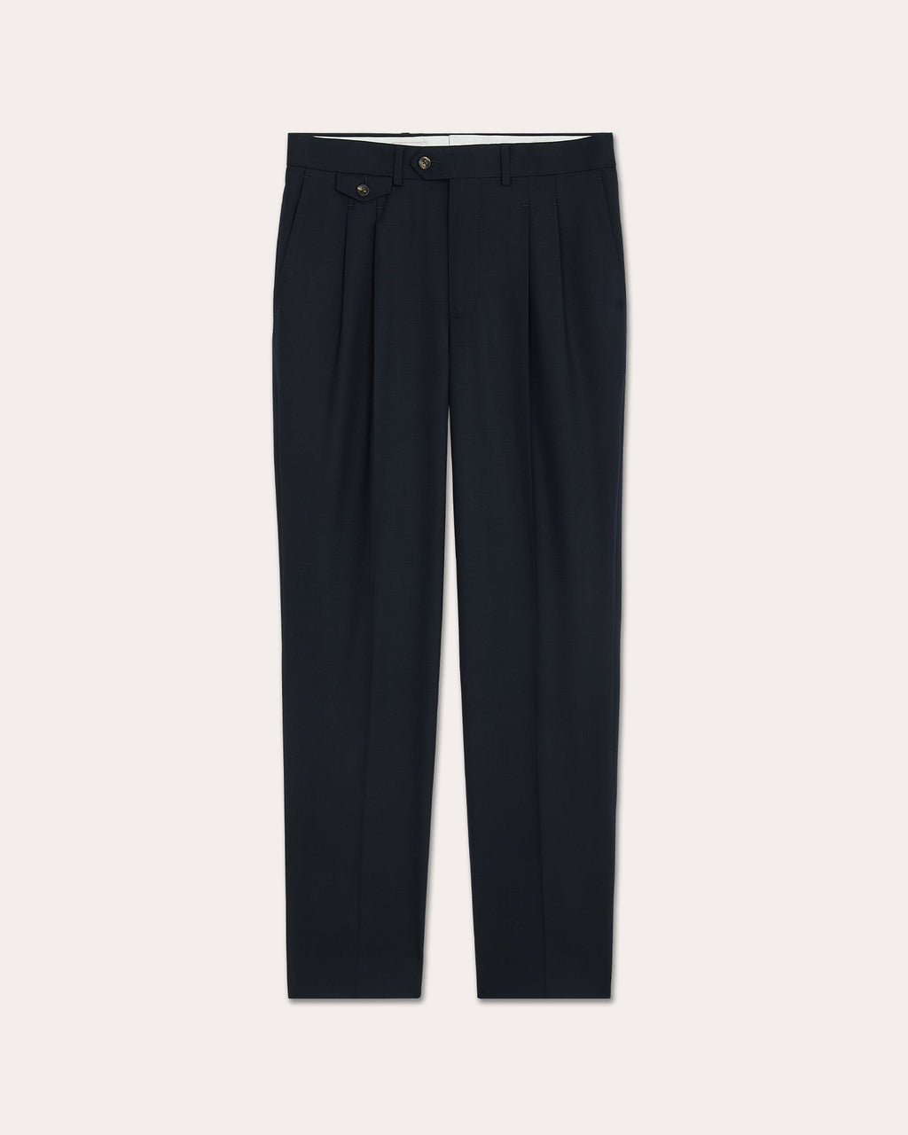 Costume formel en laine marine, pantalon à pinces