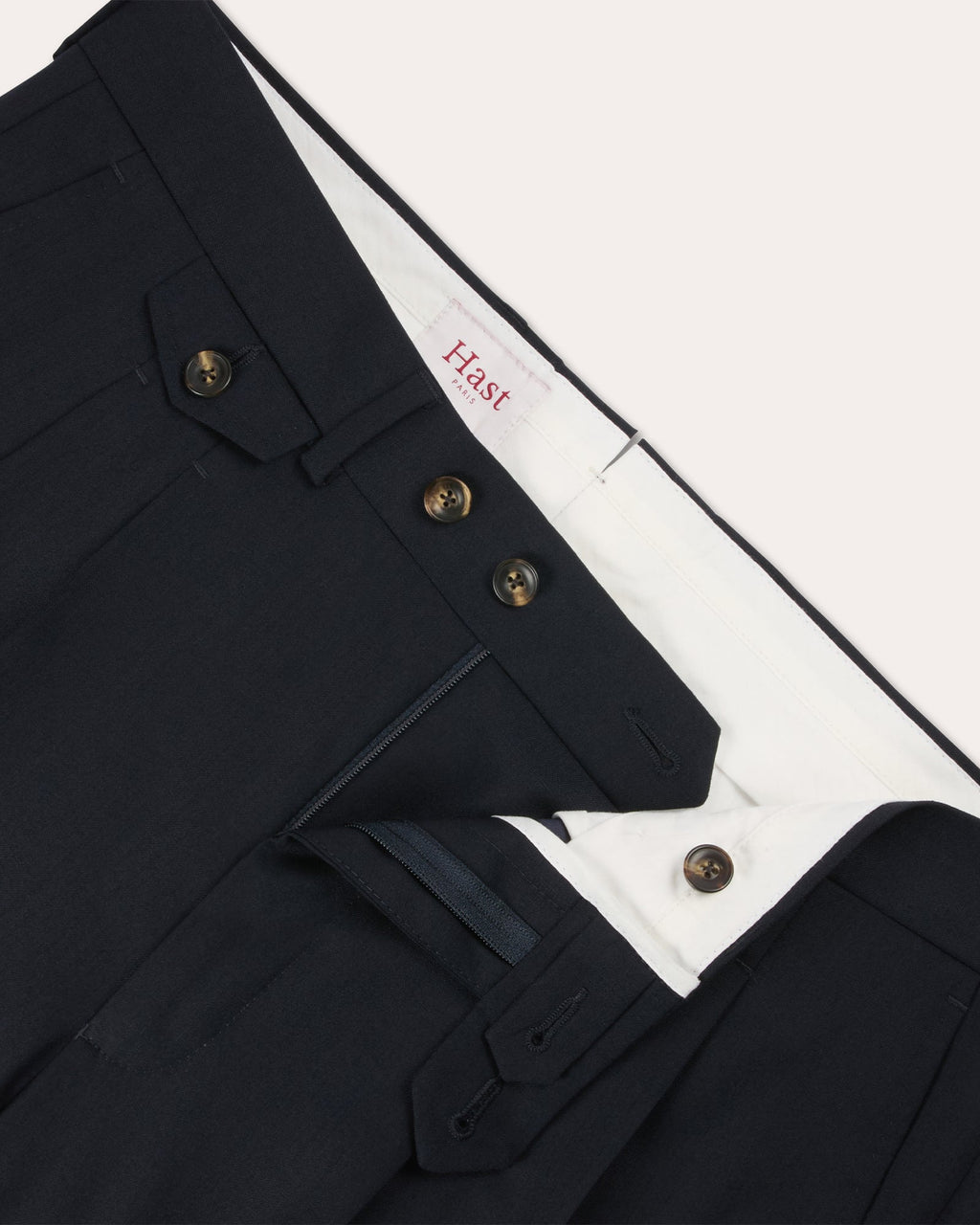 Pantalon à pinces en laine marine