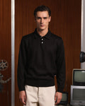 Polo manches longues en laine marron