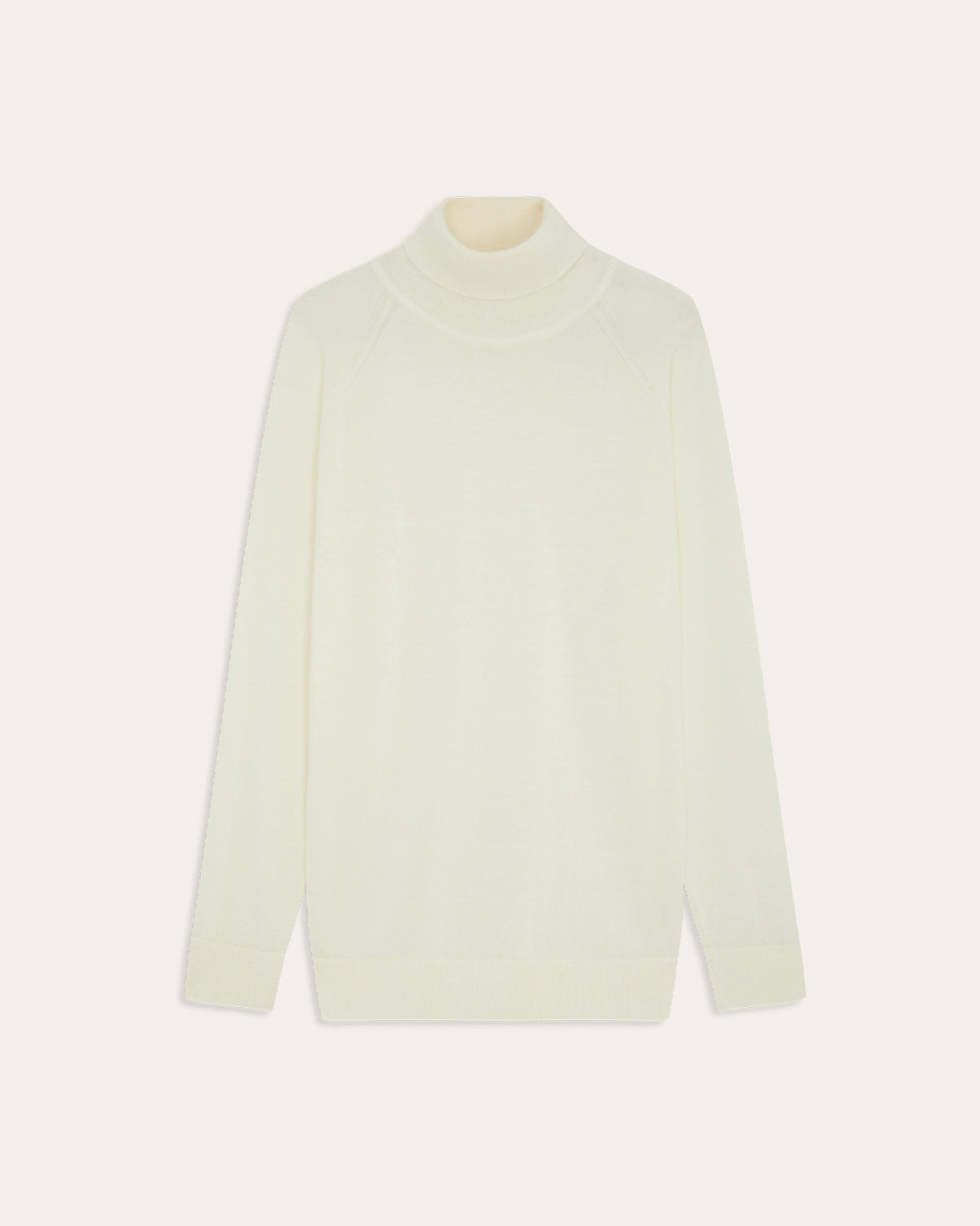Pull à col roulé en laine mérinos extrafine écru