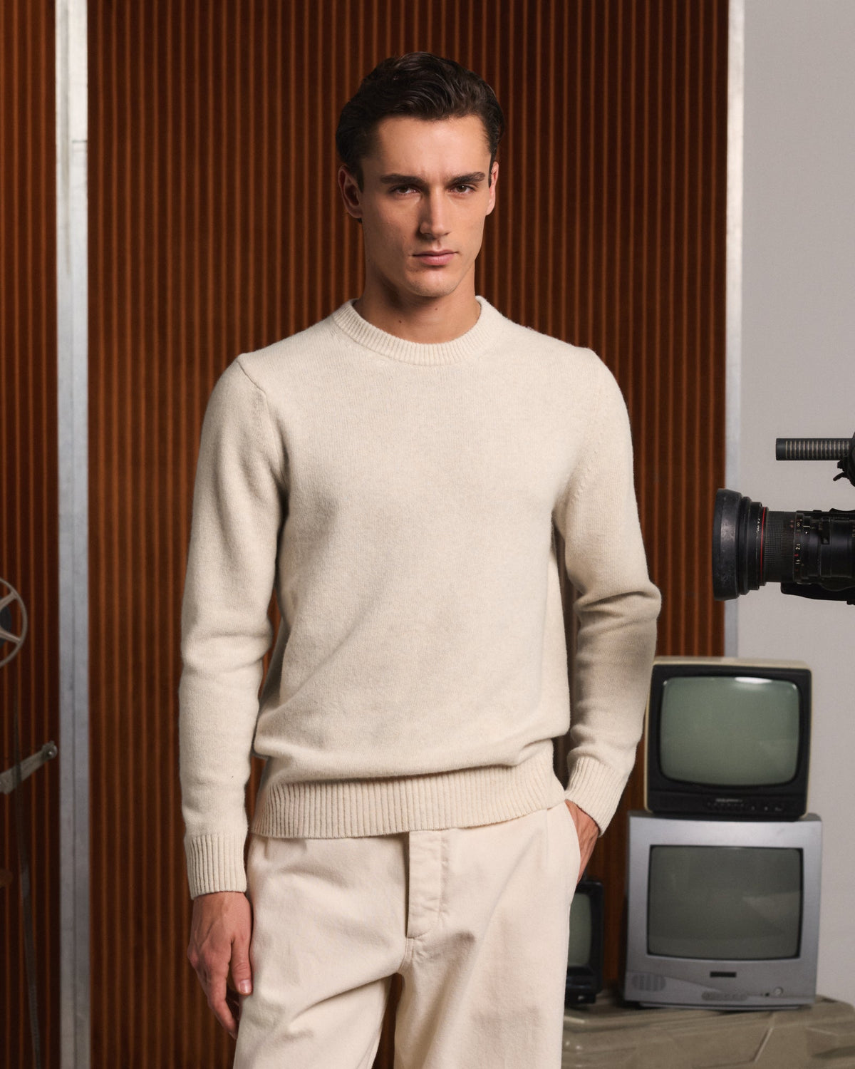 Pull en laine mérinos beige