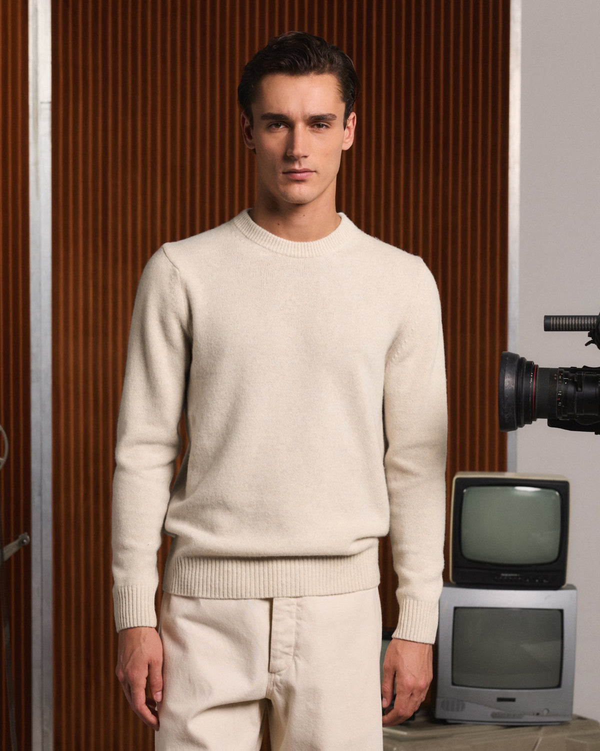 Pull en laine mérinos beige