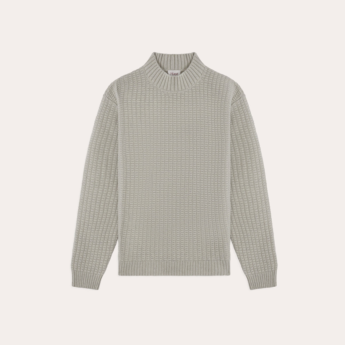 Pull col cheminée en laine mérinos gris clair