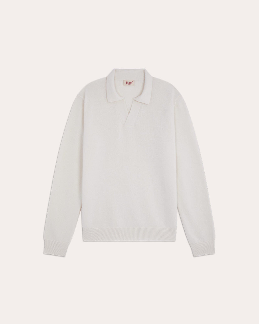 Pull à col polo en laine mérinos écru