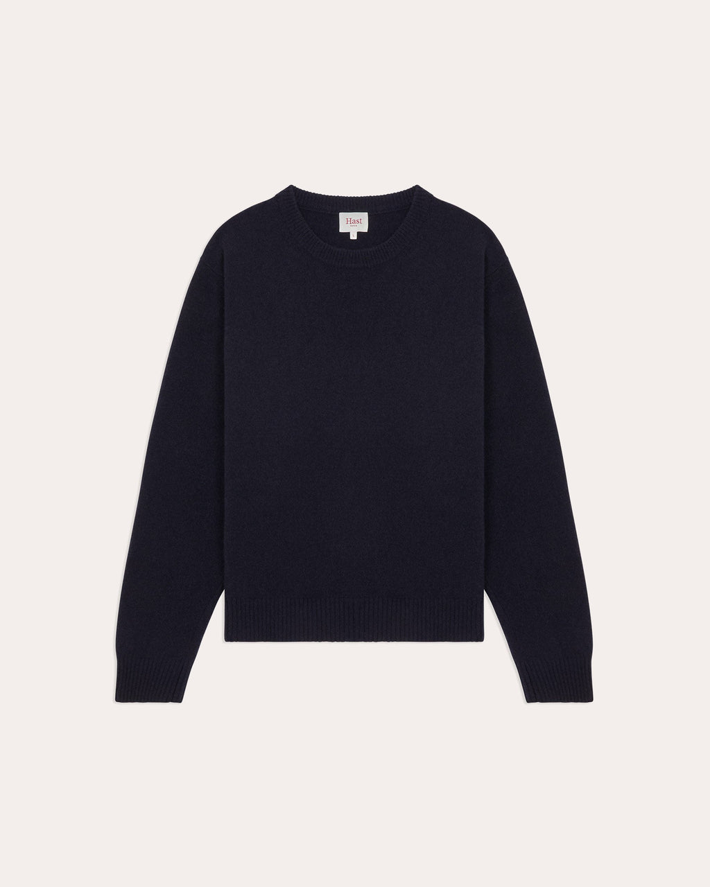 Pull col rond en laine mérinos marine