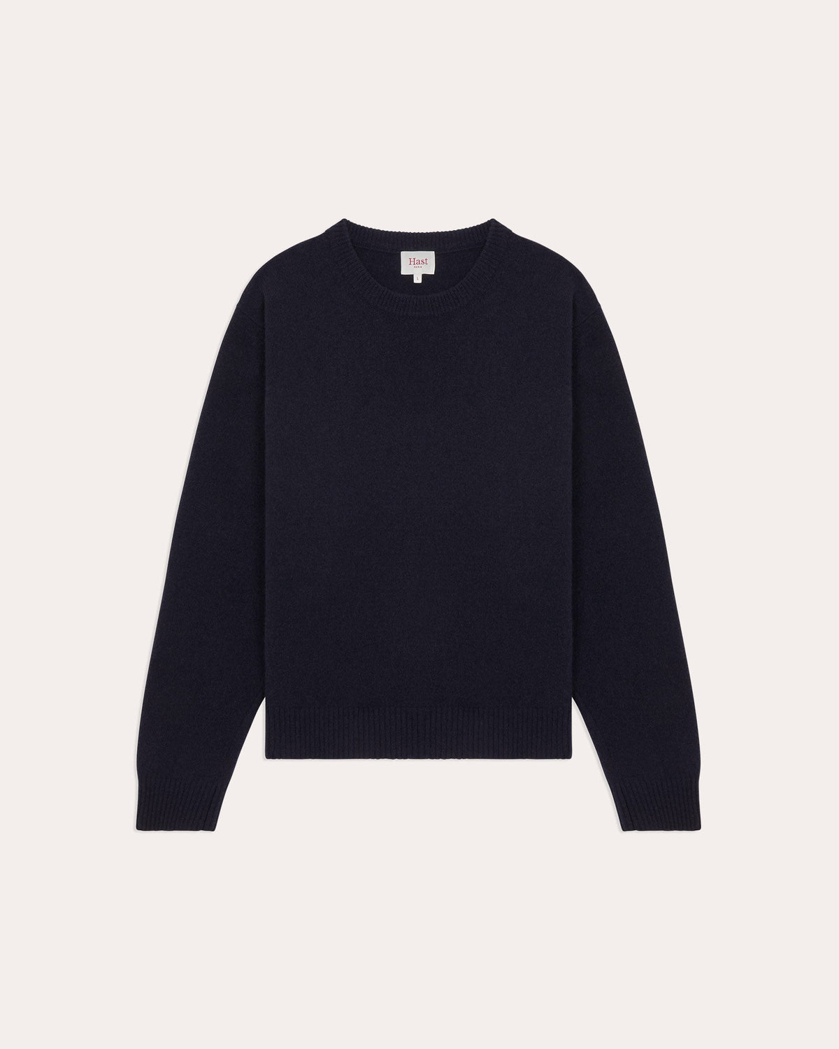Pull col rond en laine mérinos marine