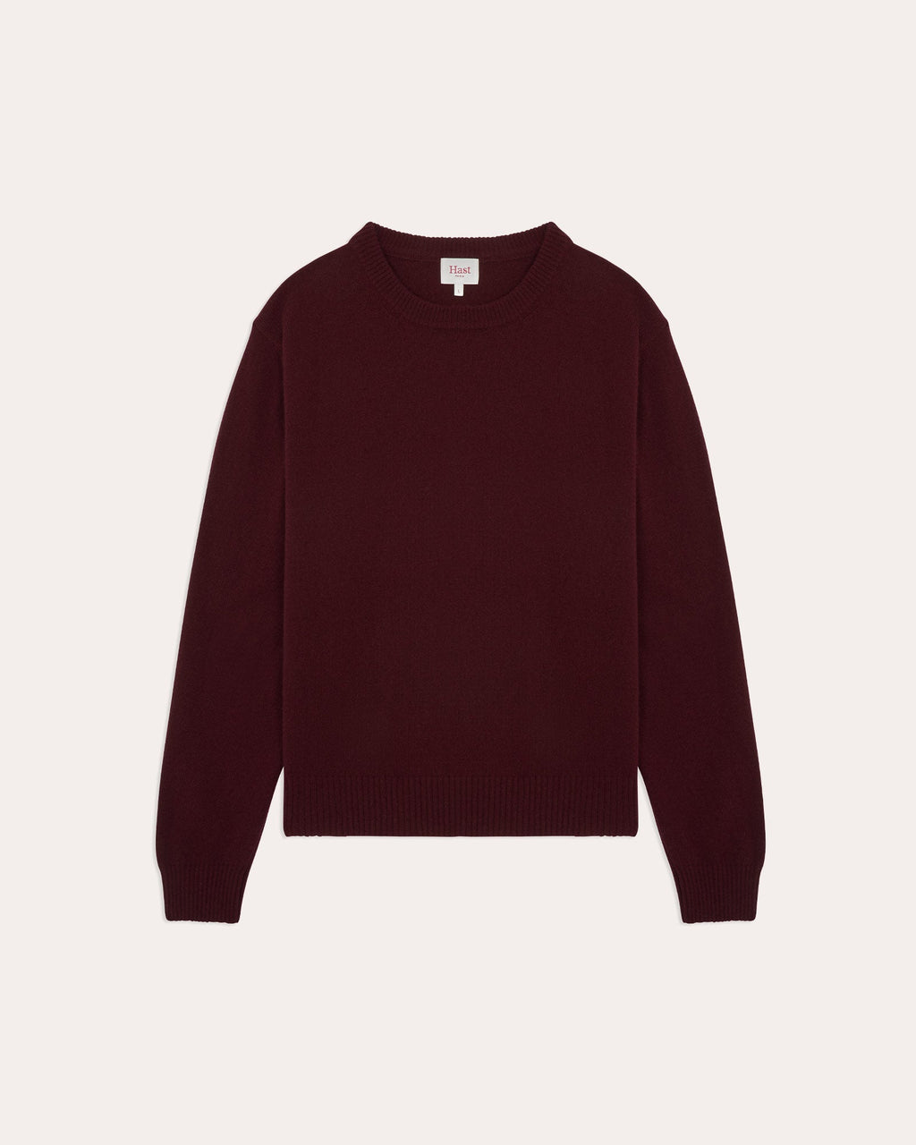 Pull col rond en laine mérinos supergeelong bordeaux