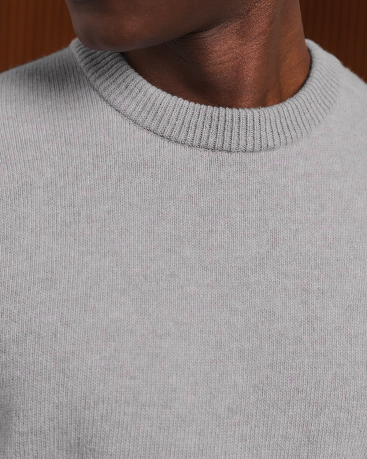 Pull col rond en laine mérinos extrafine supergeelong gris