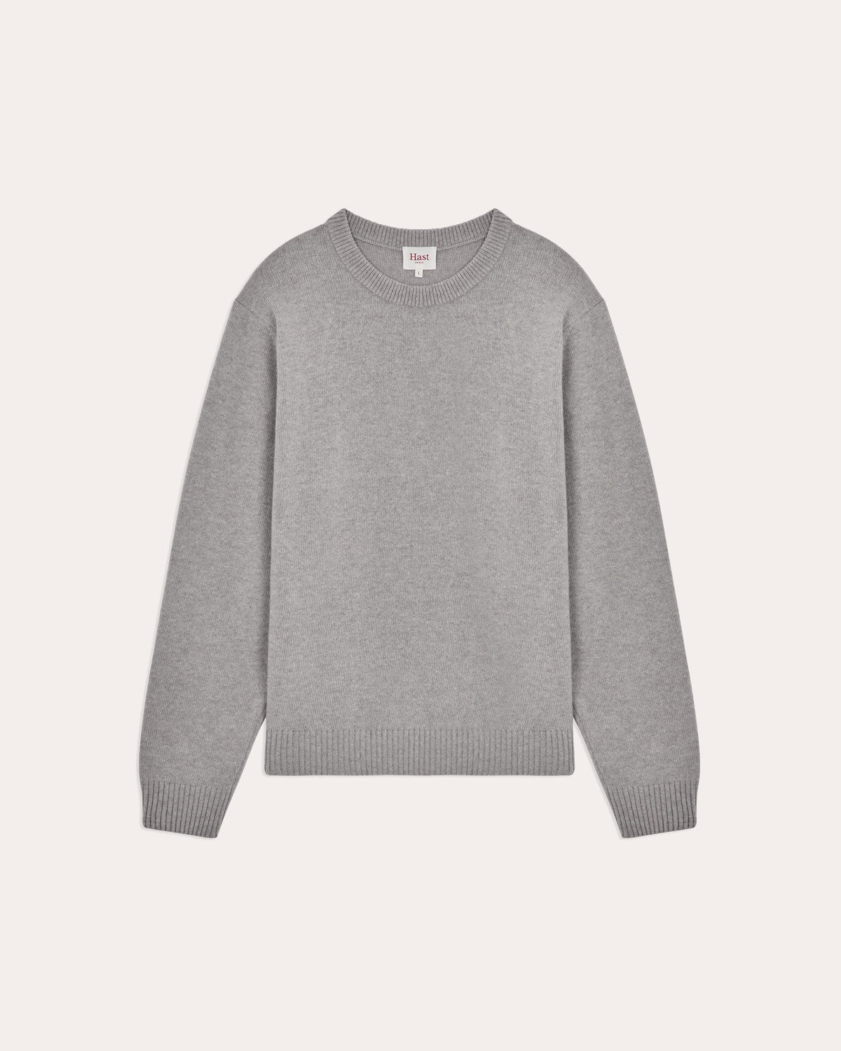 Pull col rond en laine mérinos extrafine supergeelong gris