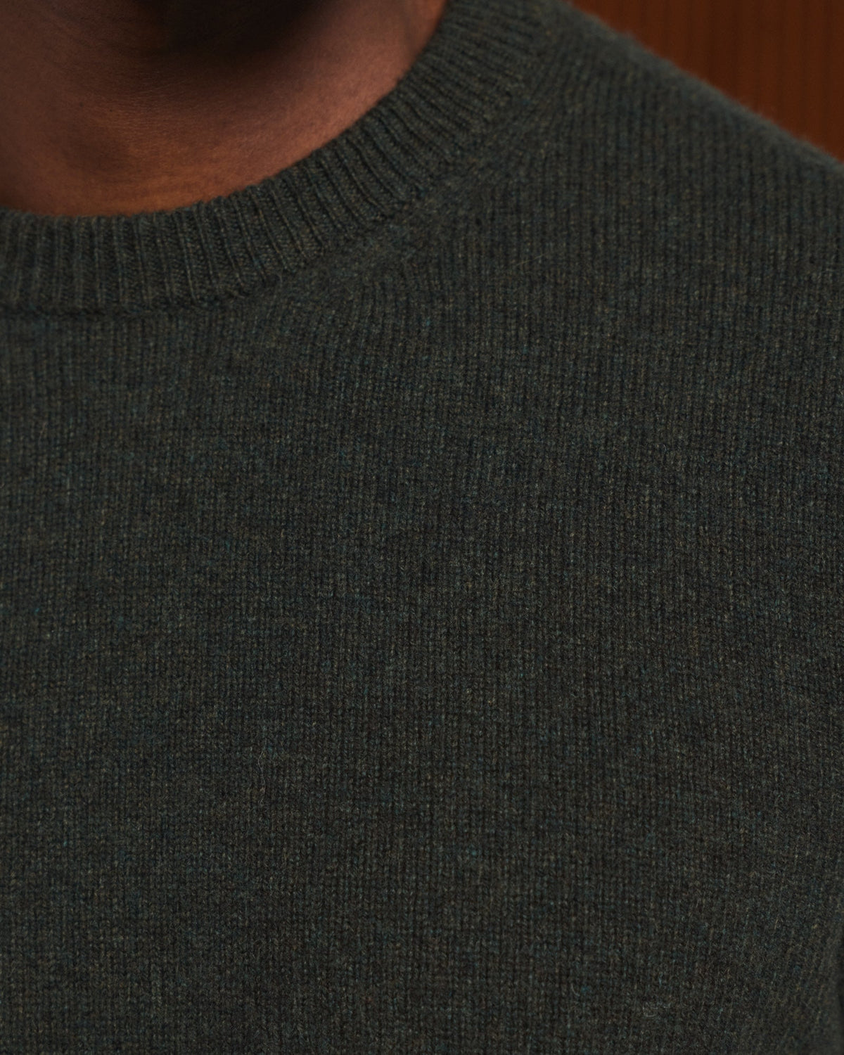 Pull col rond en laine mérinos supergeelong vert