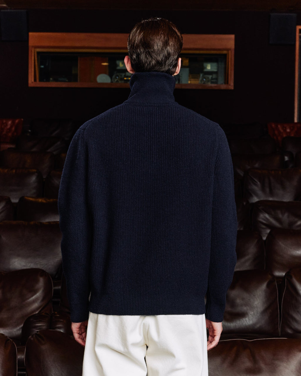 Pull col camionneur en laine extrafine marine
