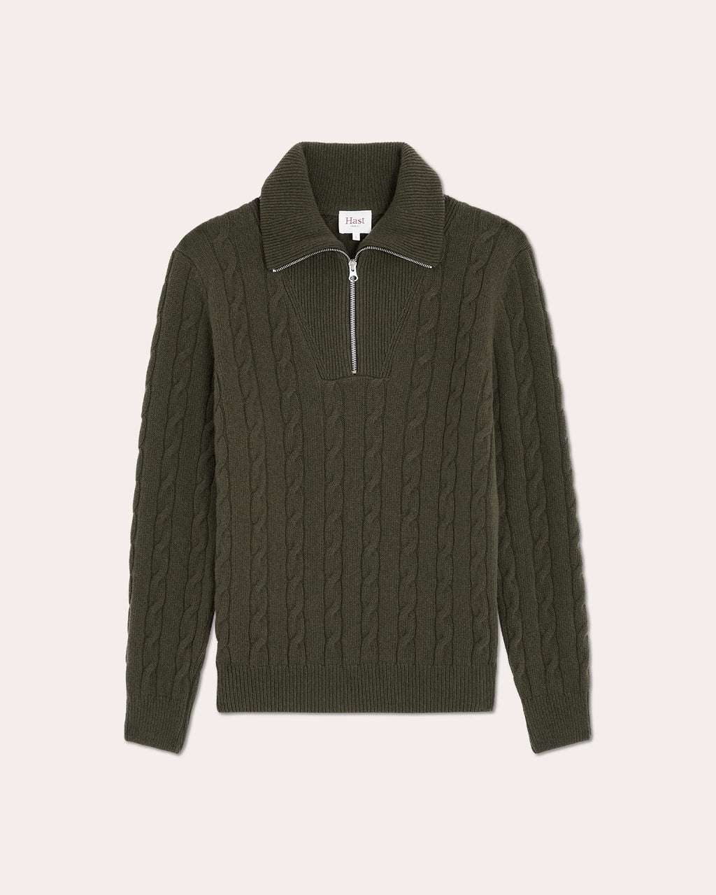 Pull col camionneur en laine extrafine kaki