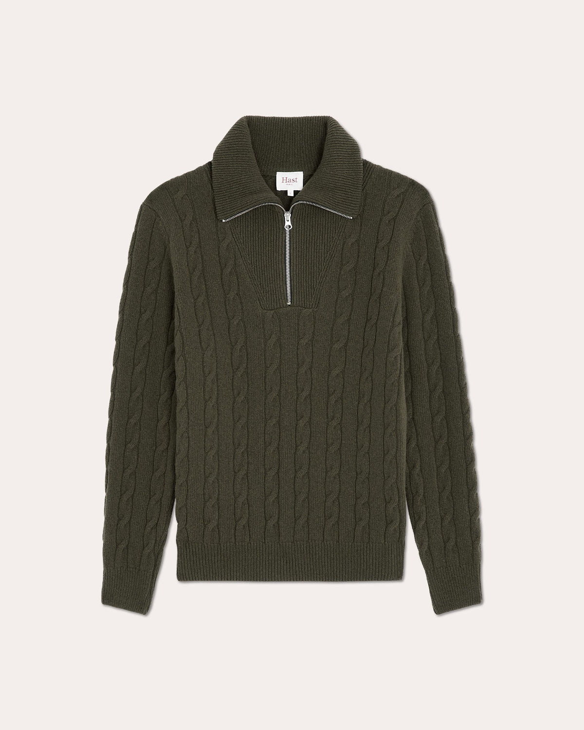 Pull col camionneur en laine extrafine kaki