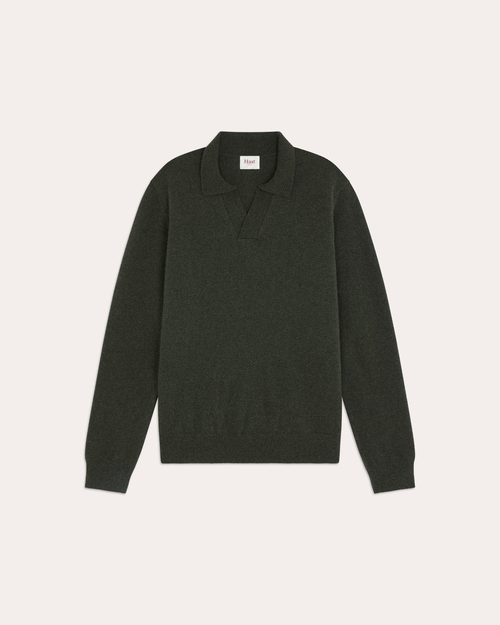 Pull col polo en laine mérinos extrafine vert