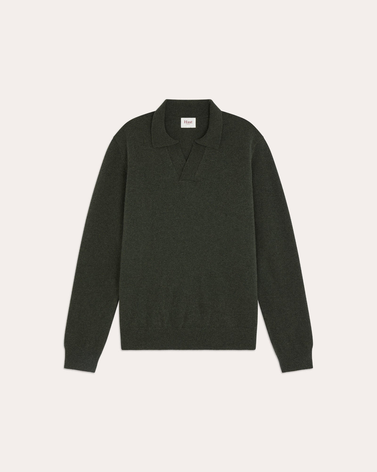 Pull col polo en laine mérinos extrafine vert