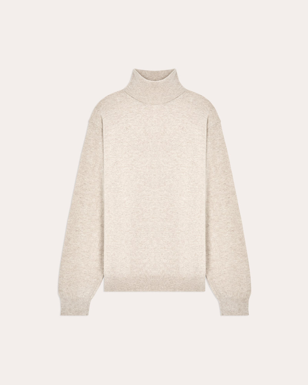 Pull col roulé en laine extrafine beige