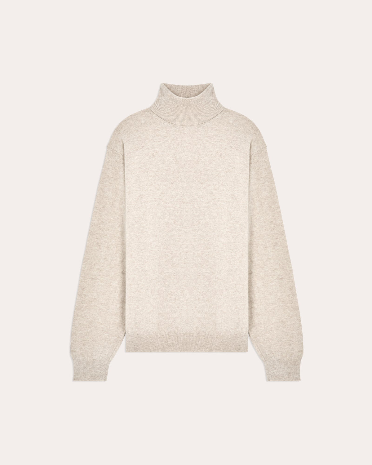 Pull col roulé en laine extrafine beige