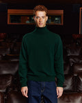 Pull col roulé en laine extrafine vert