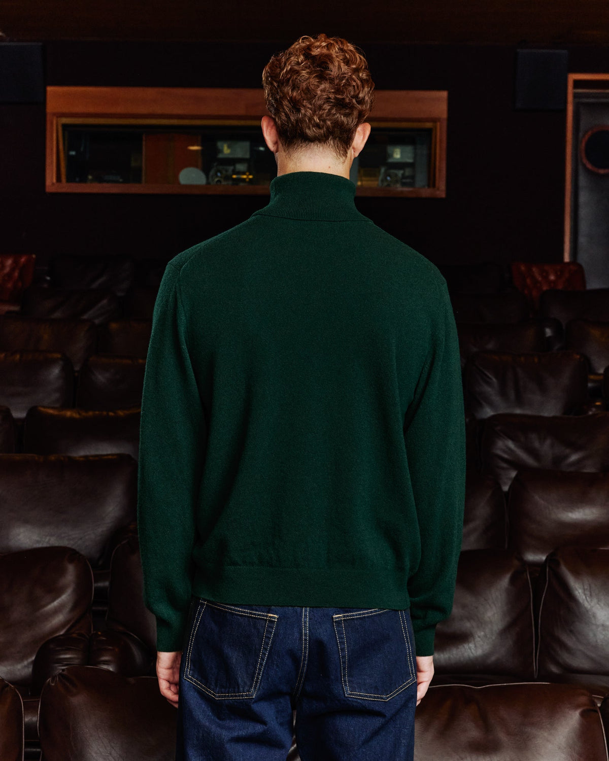 Pull col roulé en laine extrafine vert
