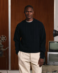 Pull col rond en laine mérinos extrafine marine