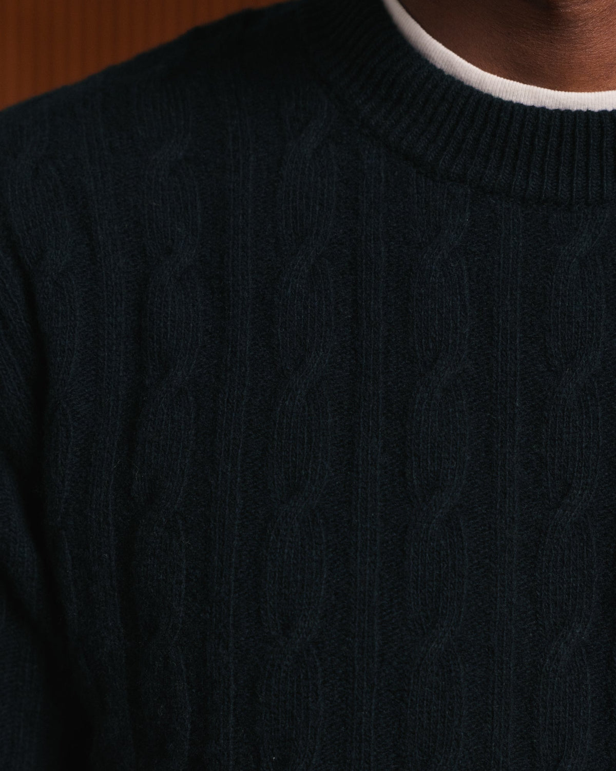 Pull col rond en laine mérinos extrafine marine
