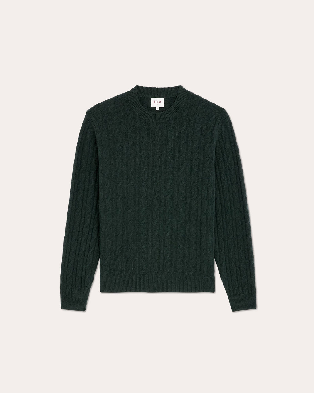 Pull col rond torsadé en laine mérinos extrafine vert