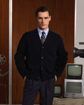 Cardigan en laine extrafine marine