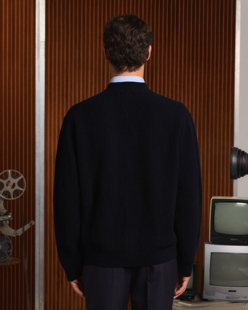 Cardigan en laine extrafine marine