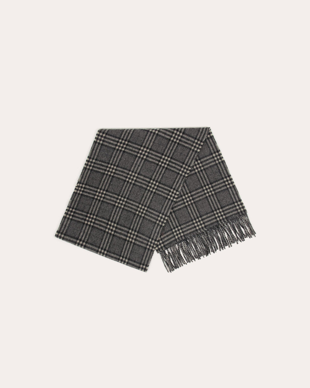 Echarpe en laine vierge grise à carreaux