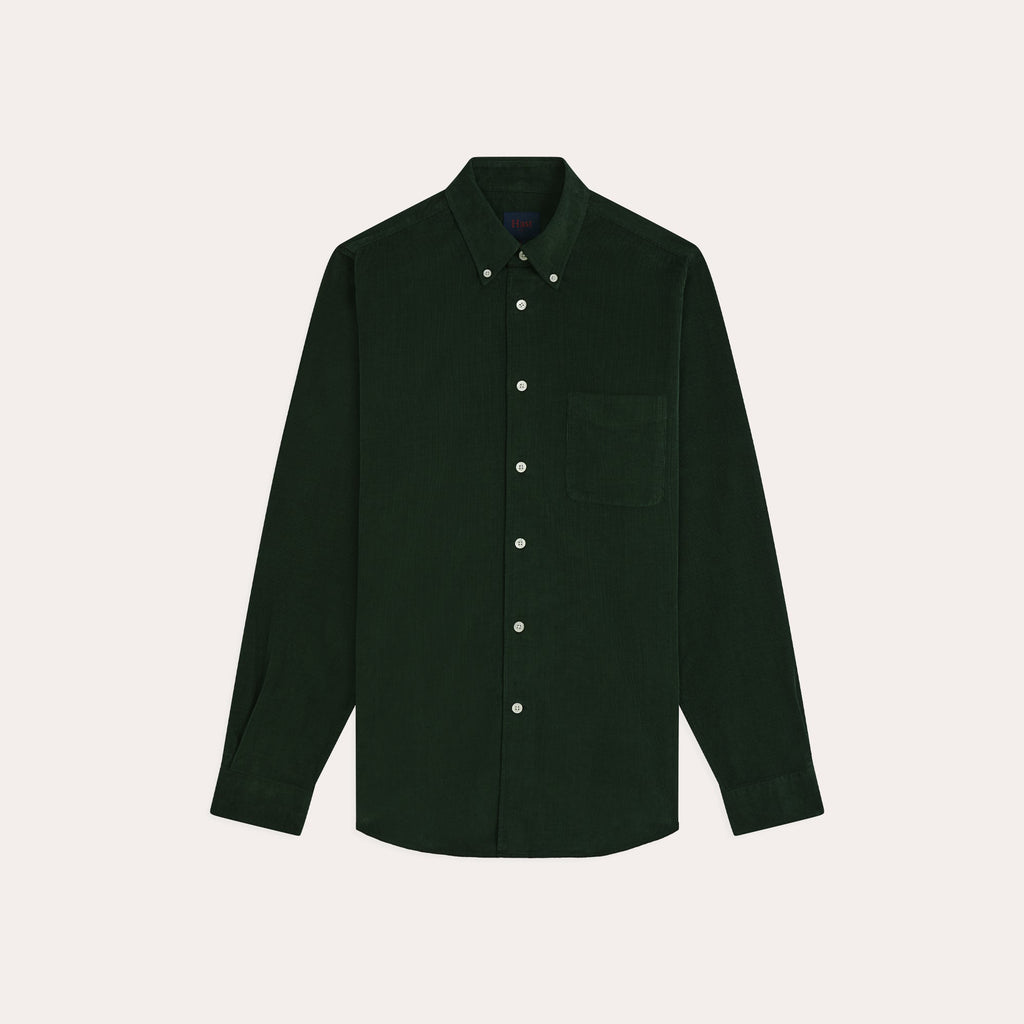 Chemise en velours vert sapin