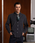Chemise en velours gris anthracite