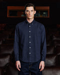 Chemise en flanelle à micro-chevrons bleu nuit