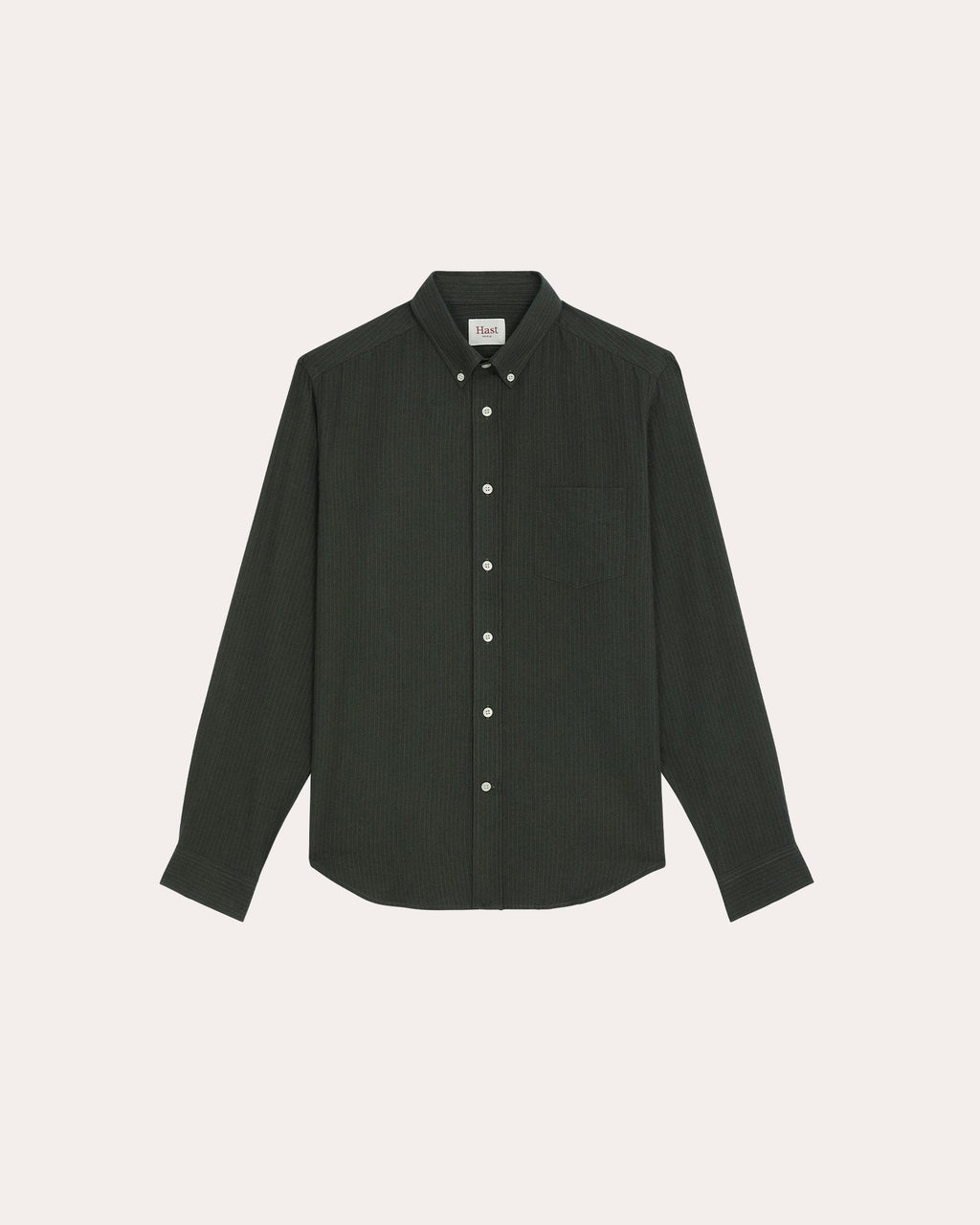 Chemise en flanelle de coton et laine vert rayé