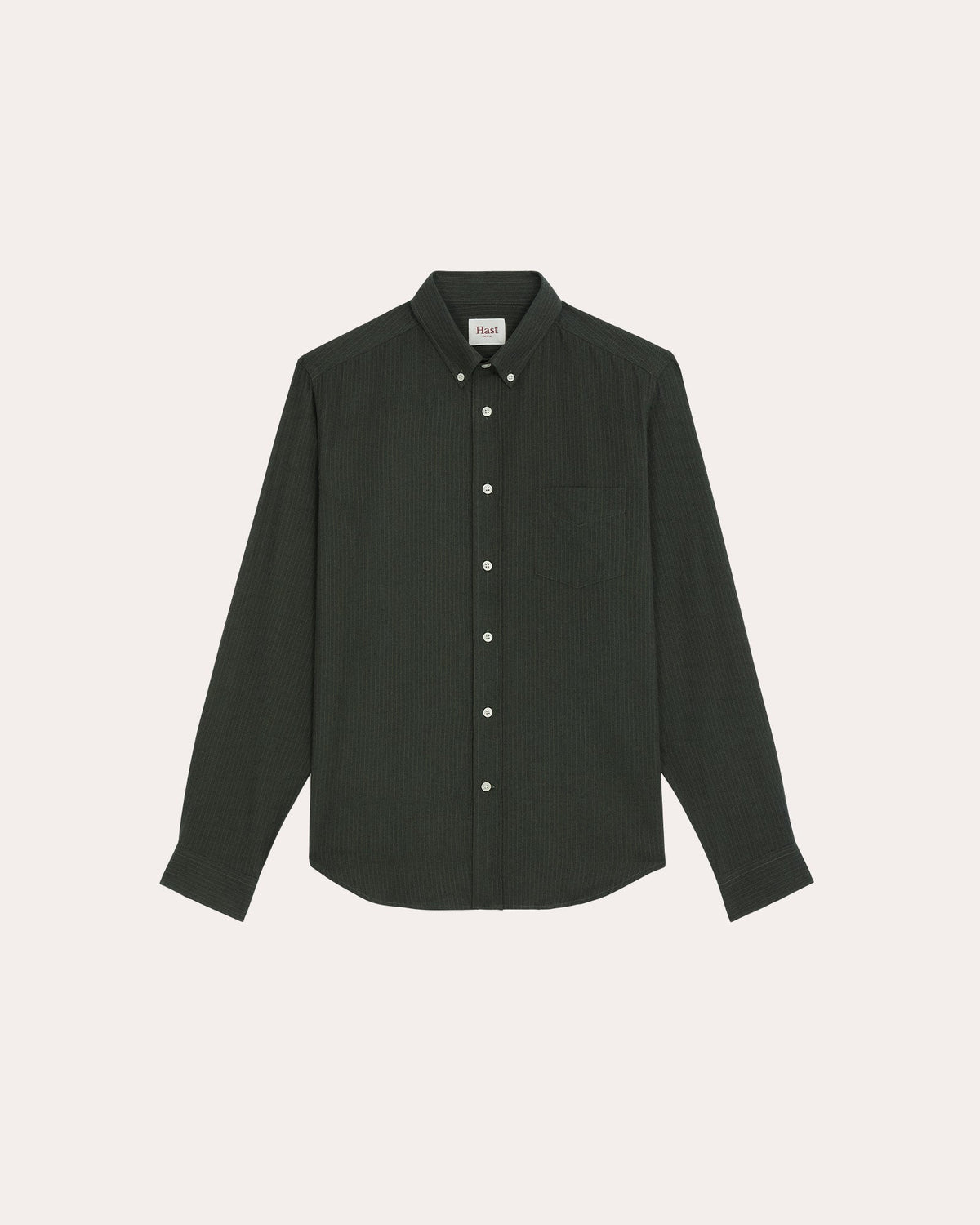 Chemise en flanelle de coton et laine vert rayé