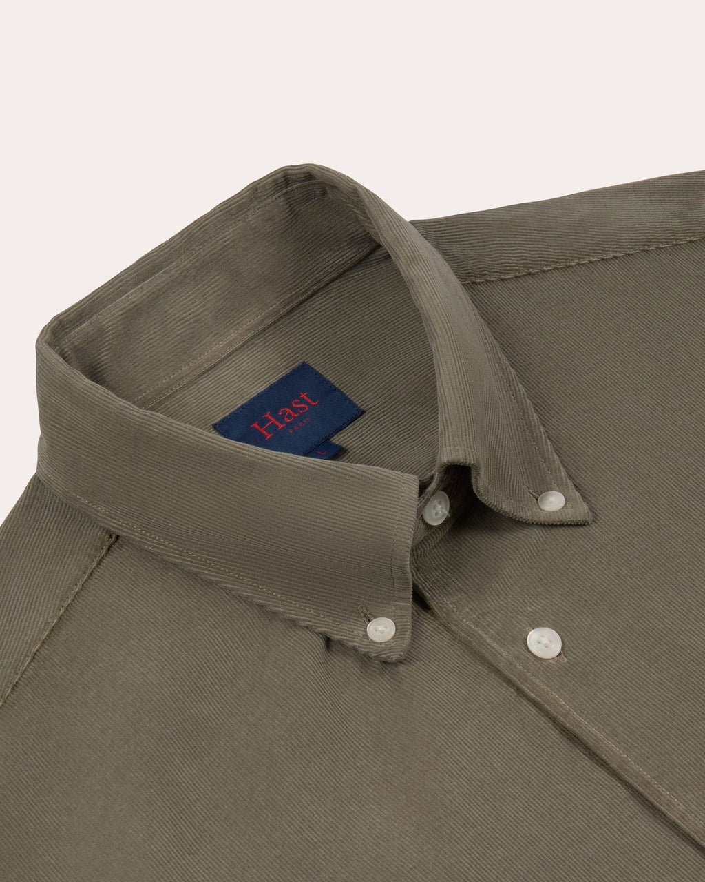 Chemise décontractée en velours côtelé vert sauge