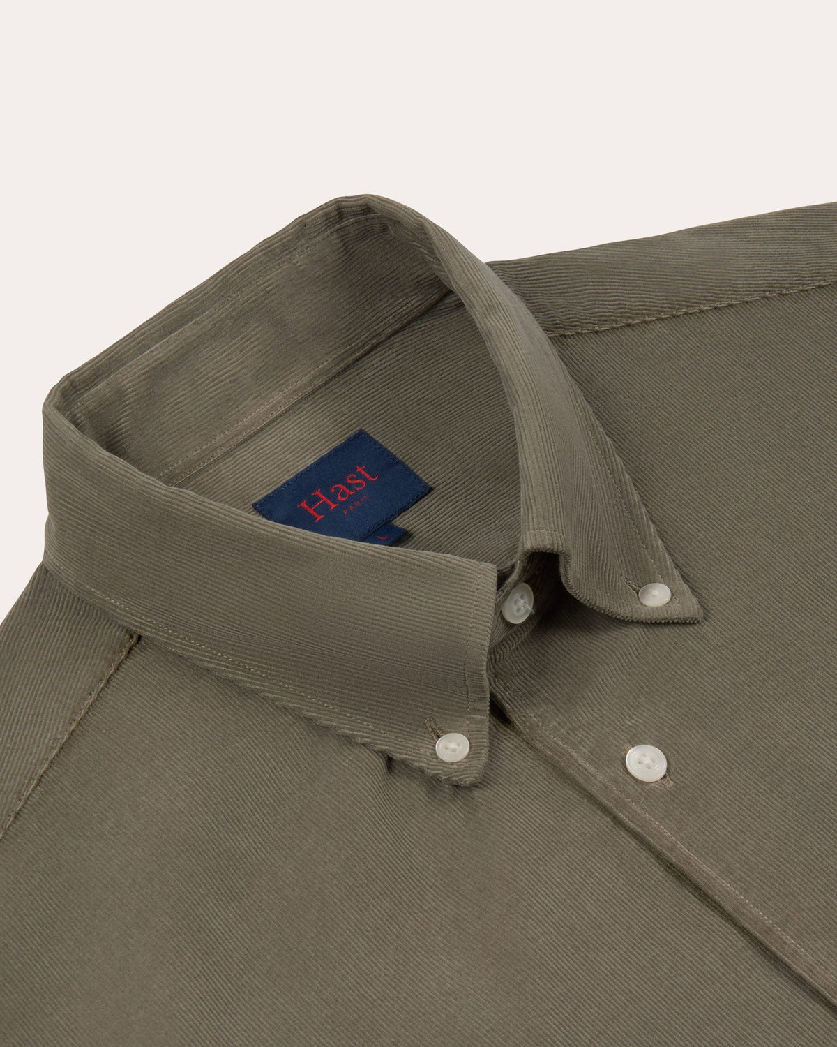 Chemise décontractée en velours côtelé vert sauge