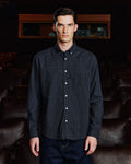 Chemise en flanelle de coton carreaux marine