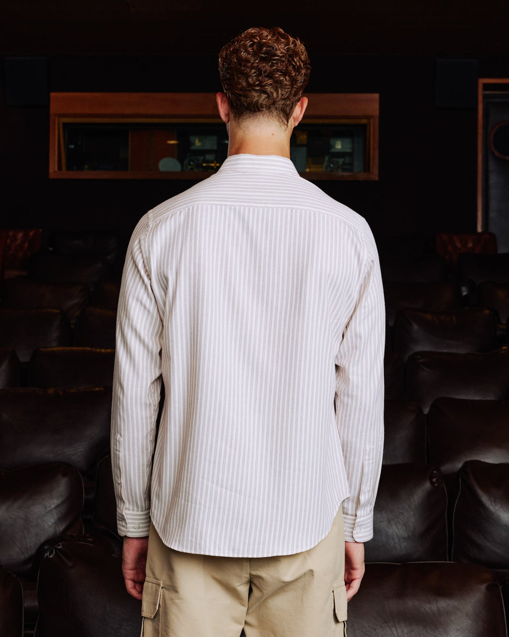Chemise décontractée en coton rayé bordeaux