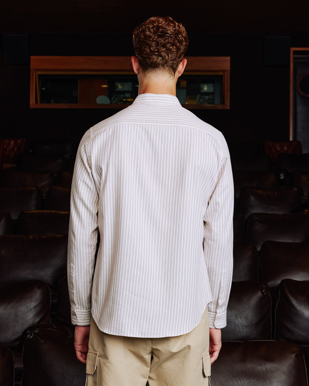 Chemise décontractée en coton rayé bordeaux