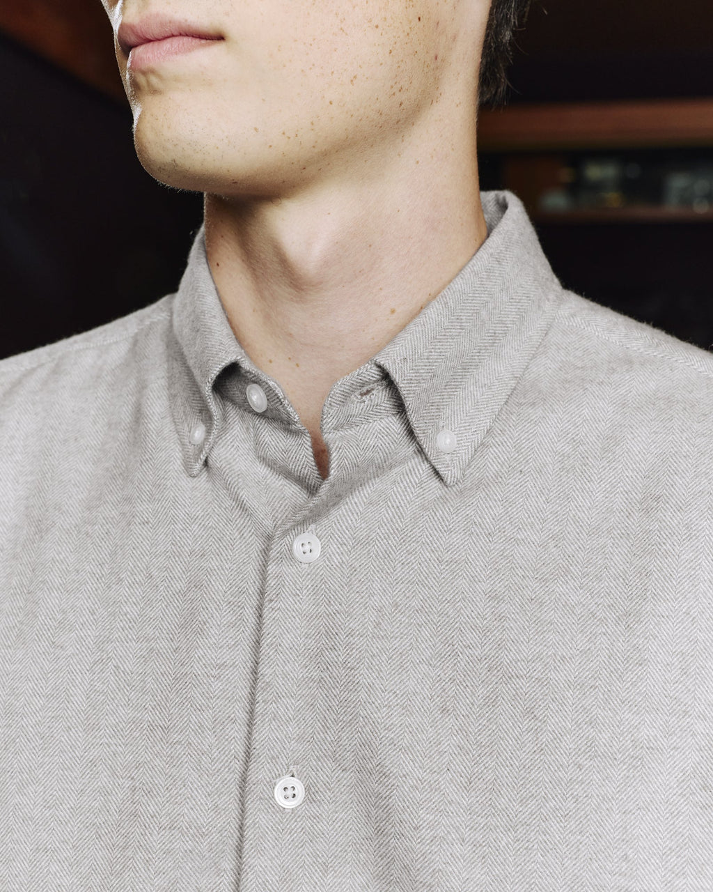 Chemise en flanelle de coton chevrons gris