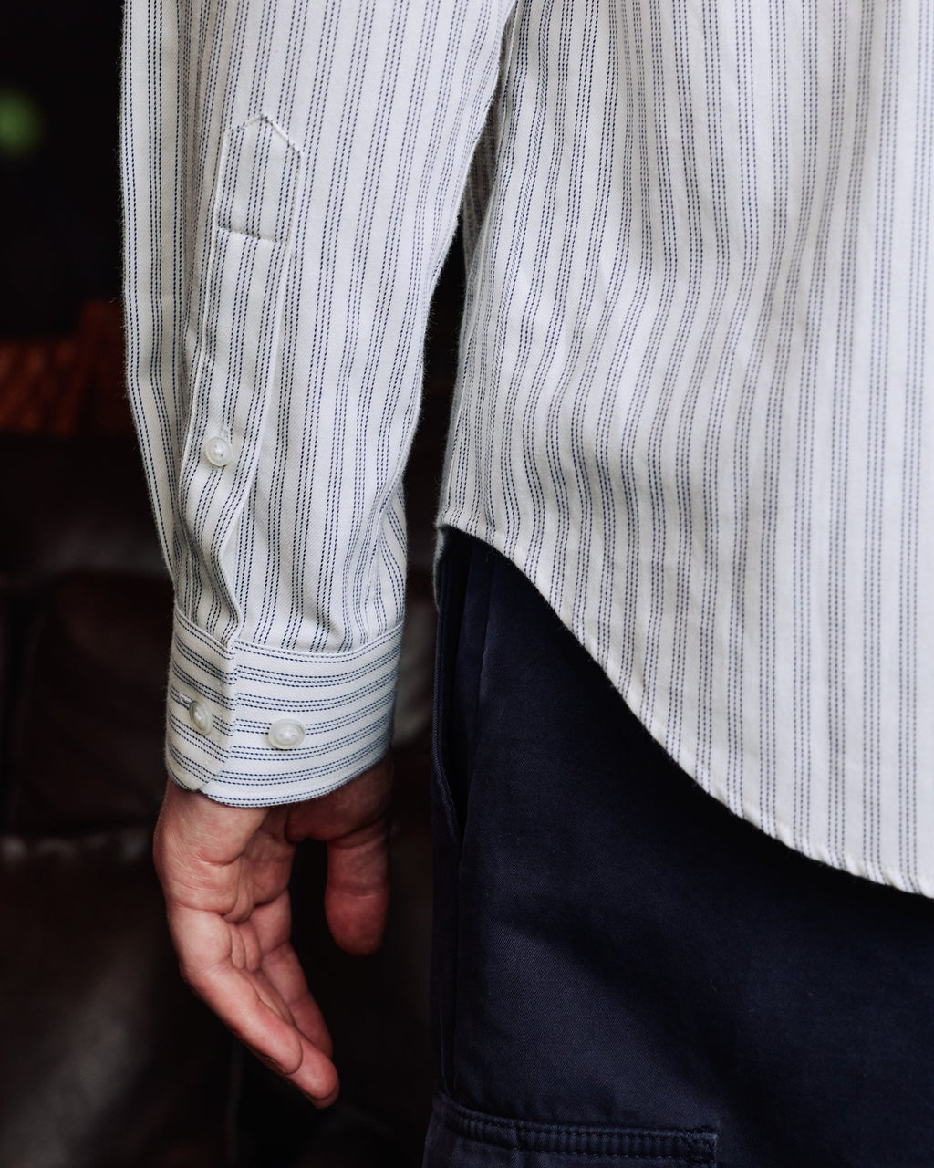 Chemise décontractée en coton rayé bleu