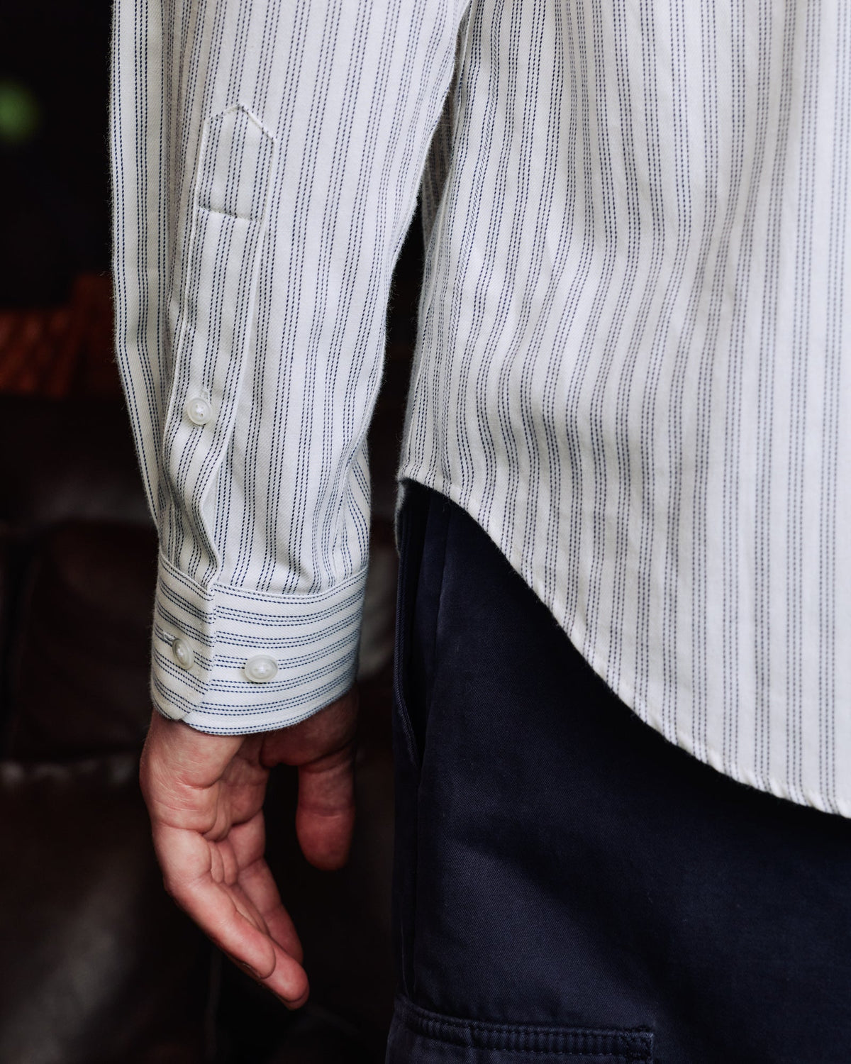 Chemise décontractée en coton rayé bleu