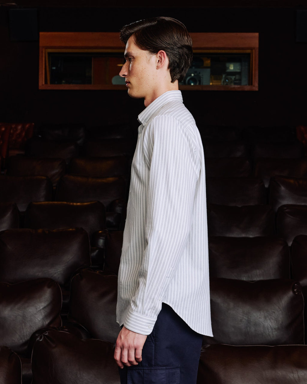 Chemise décontractée en coton rayé bleu