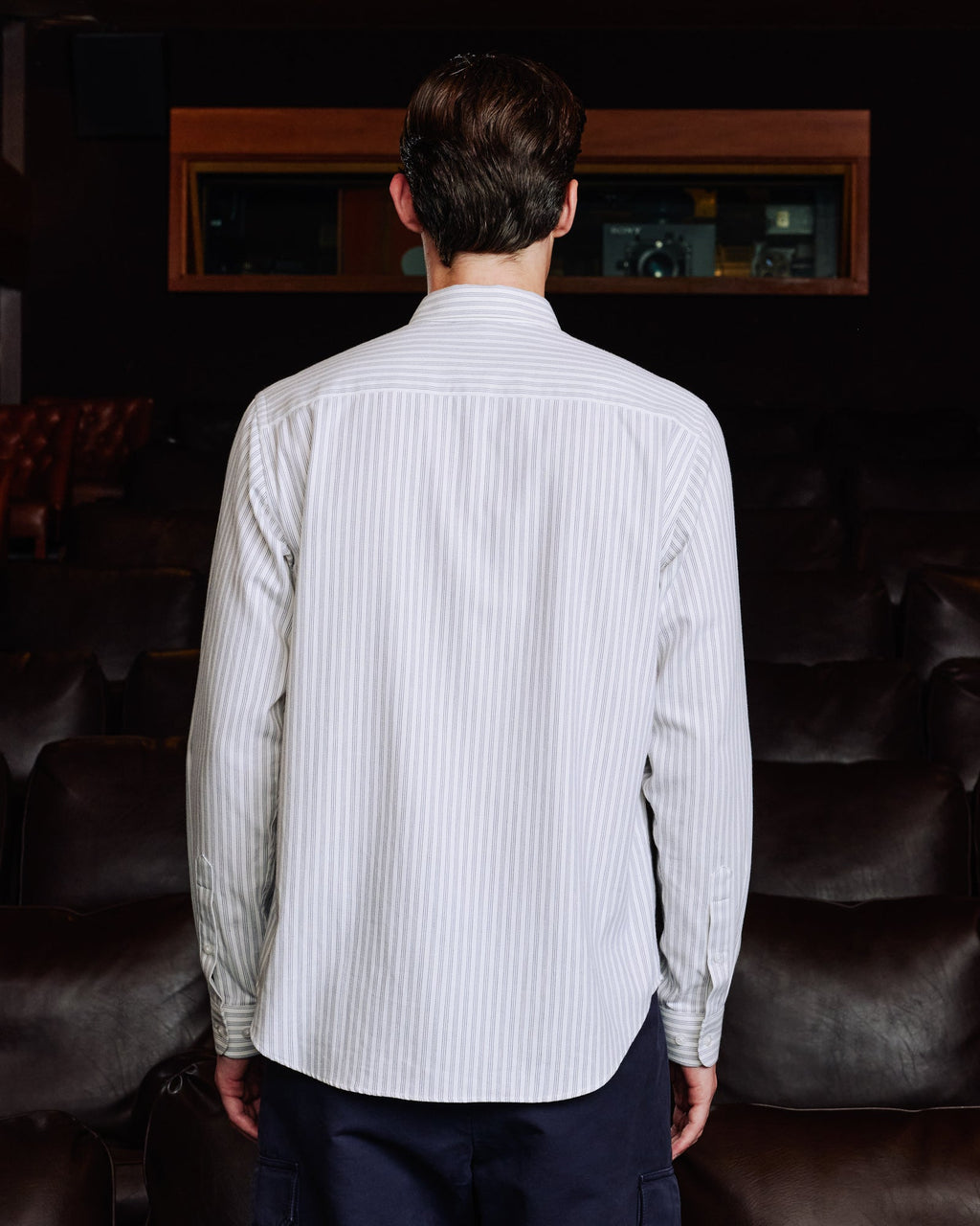 Chemise décontractée en coton rayé bleu
