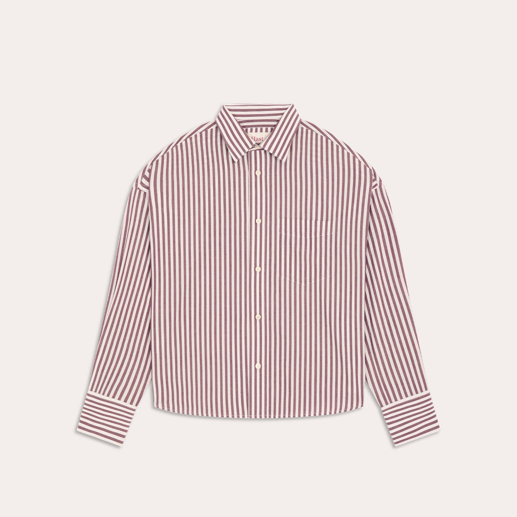 Chemise à rayures bordeaux en coton