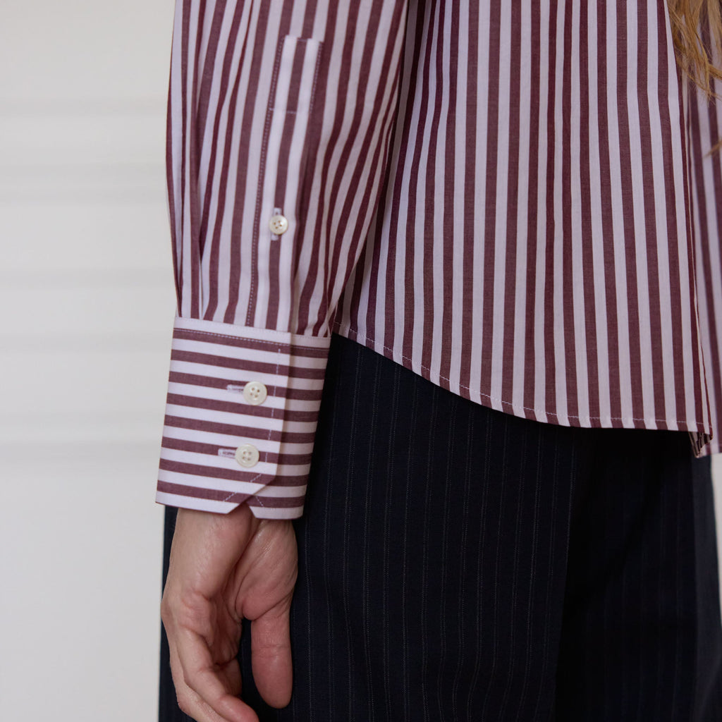 Chemise à rayures bordeaux en coton